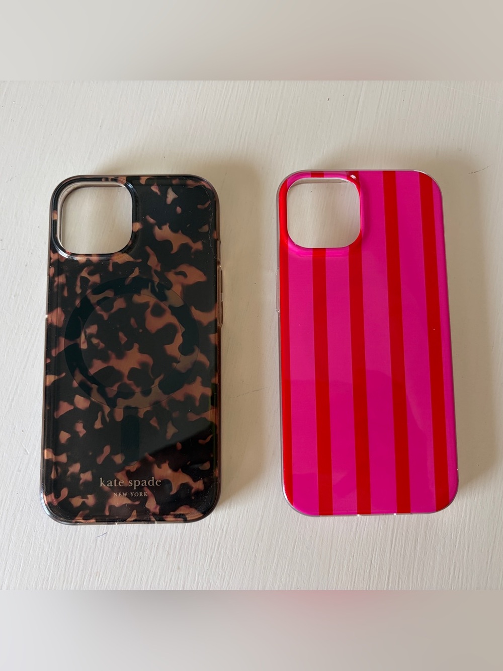 Kate Spade Black Tortoiseshell and Pink Stripe iPhone Case Duo